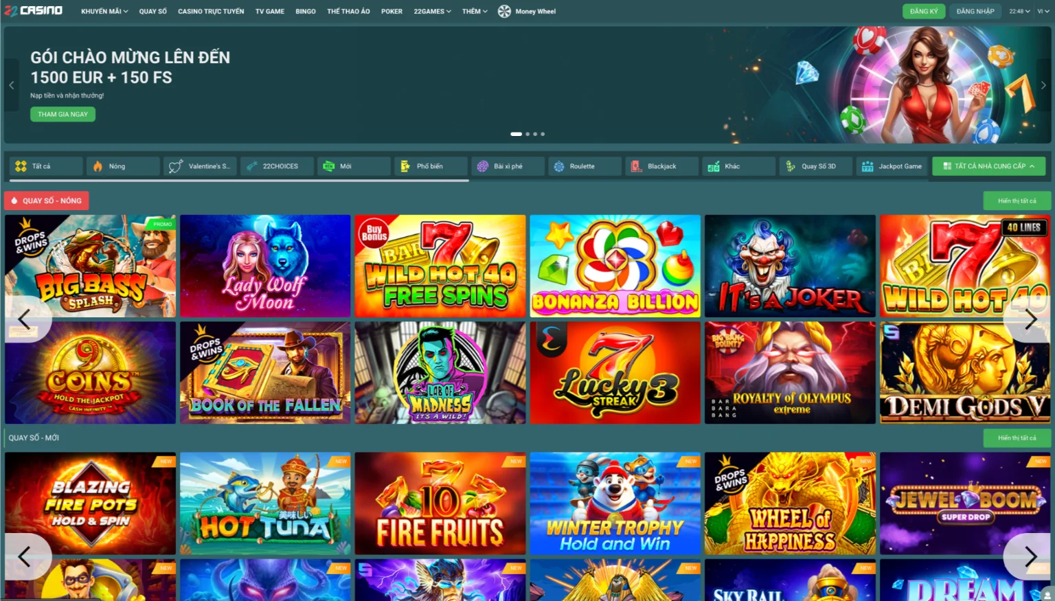 22Casino giao diện casino trực tuyến đa ngôn ngữ