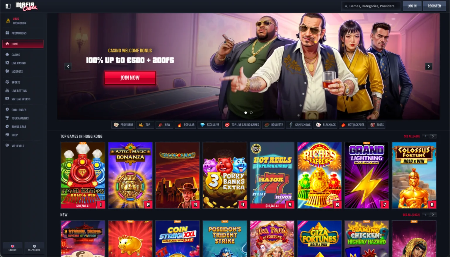 Mafia Casino thưởng 100% + 200 free spins